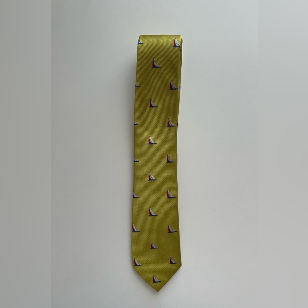 Lands’ End Green Sailboat Kids Tie